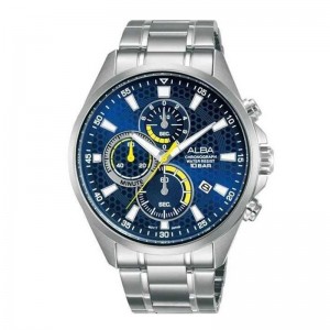 Alba AM3873X1 Silver Blue Chronograph Sport Man